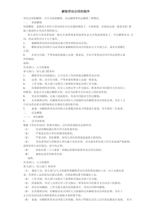 解除劳动合同的程序