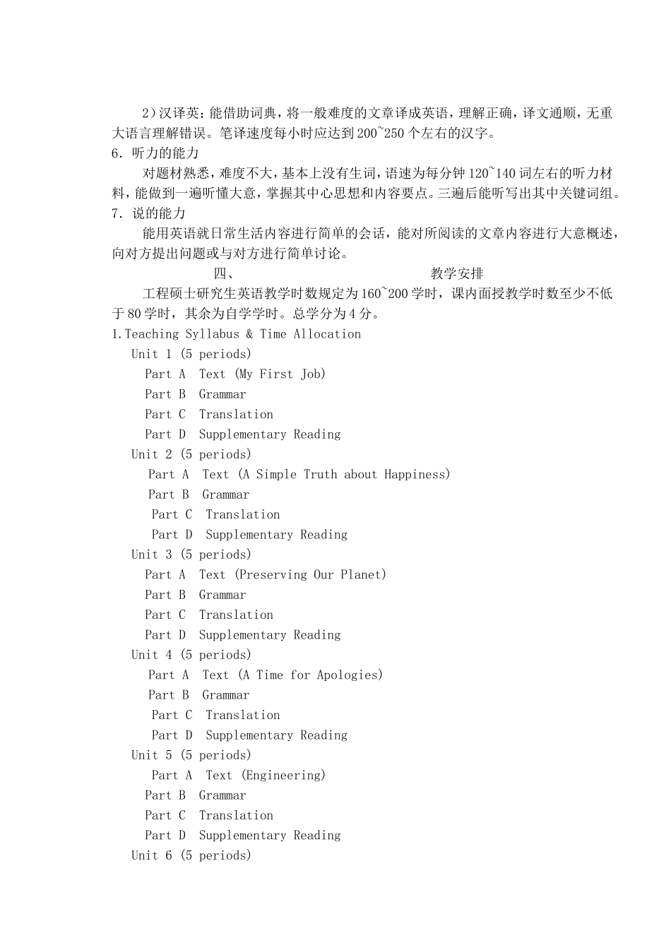 《工程硕士基础英语》教学大纲_第2页