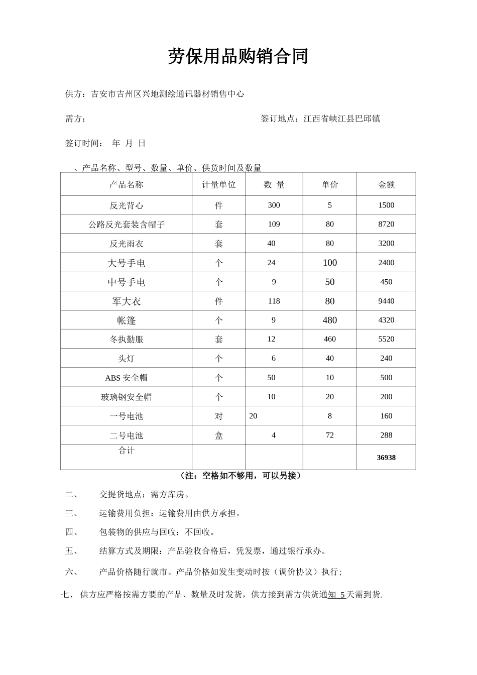 劳保用品购销合同完整版_第1页