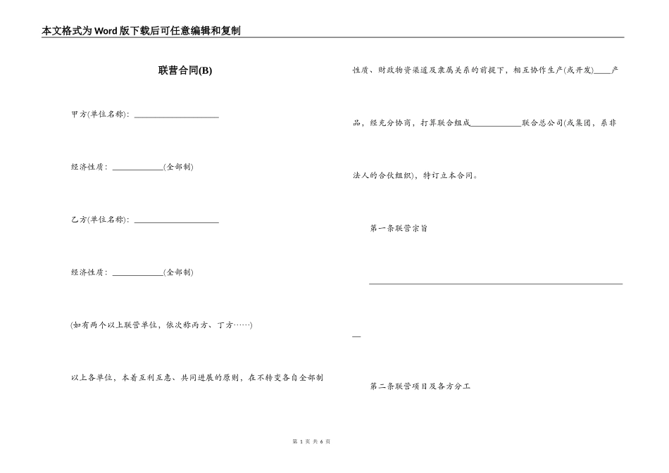 联营合同(B)_第1页