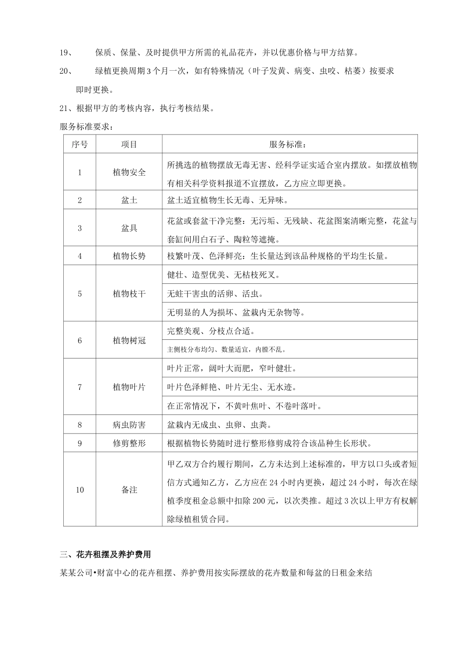 绿植花卉租赁养护合同模板_第3页
