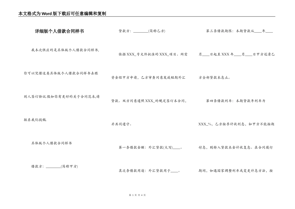 详细版个人借款合同样书_第1页