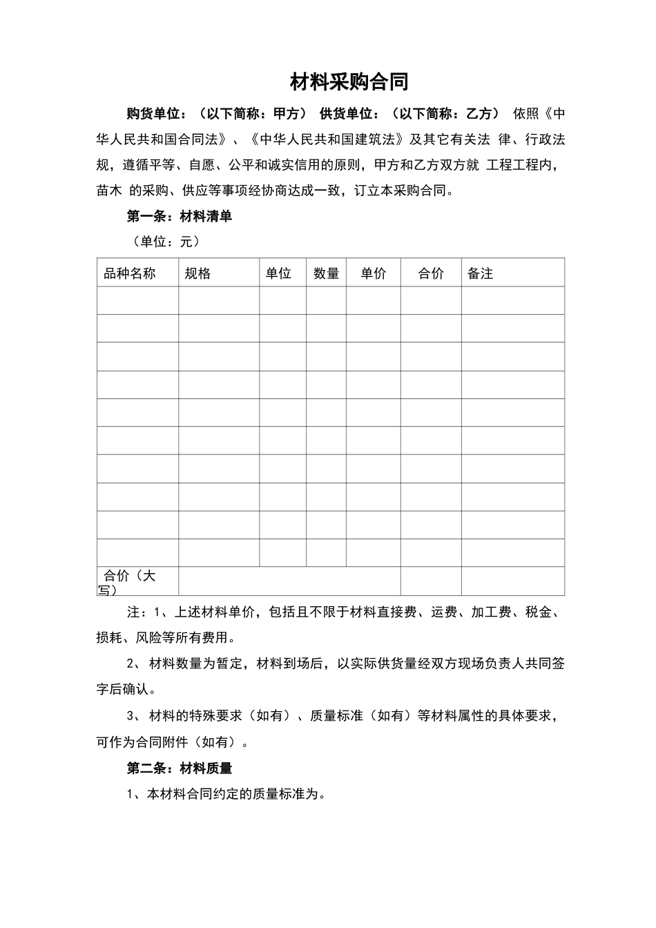 材料采购合同范本(完整版)_第1页