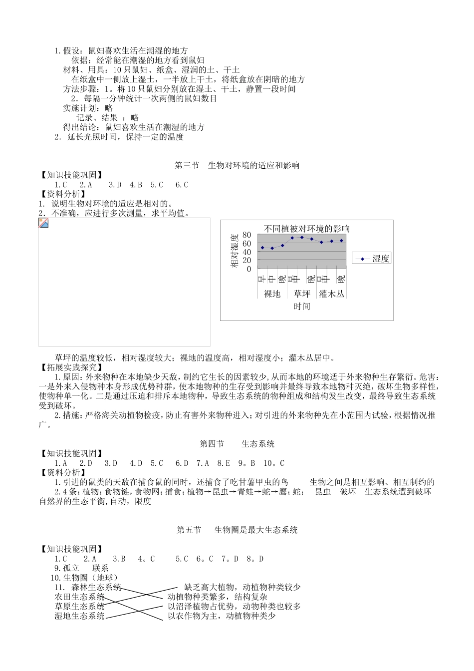 新课程生物学习质量监测七年级上册参考答案_第2页