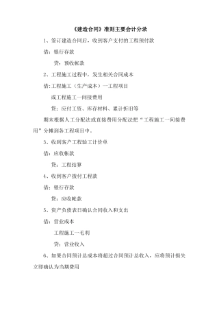 建造合同主要会计分录