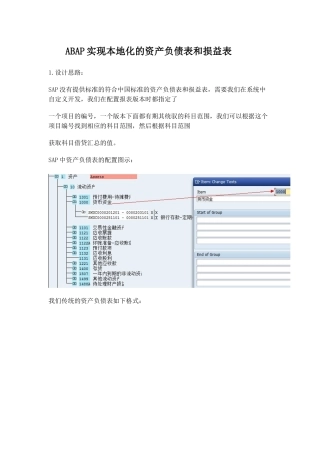 ABAP实现本地化的资产负债表和损益表