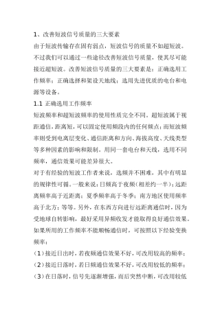 改善短波信号质量的三大要素