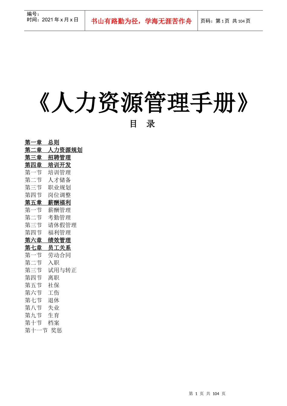 人力资源管理手册(全集)_第1页