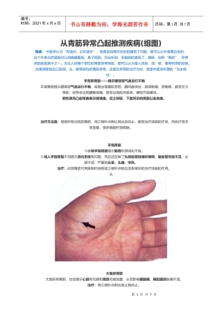 从青筋异常凸起及推测疾病管理知识分析