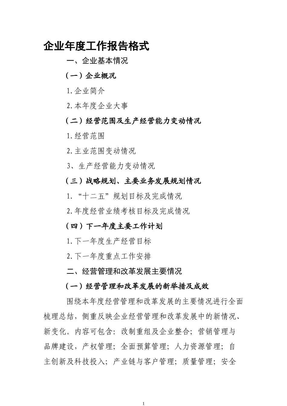 企业年度工作报告编制说明_第1页