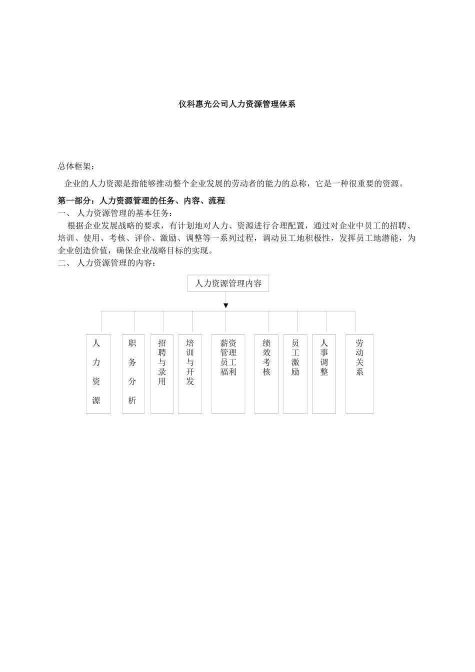 仪科惠光公司人力资源管理体系_第1页