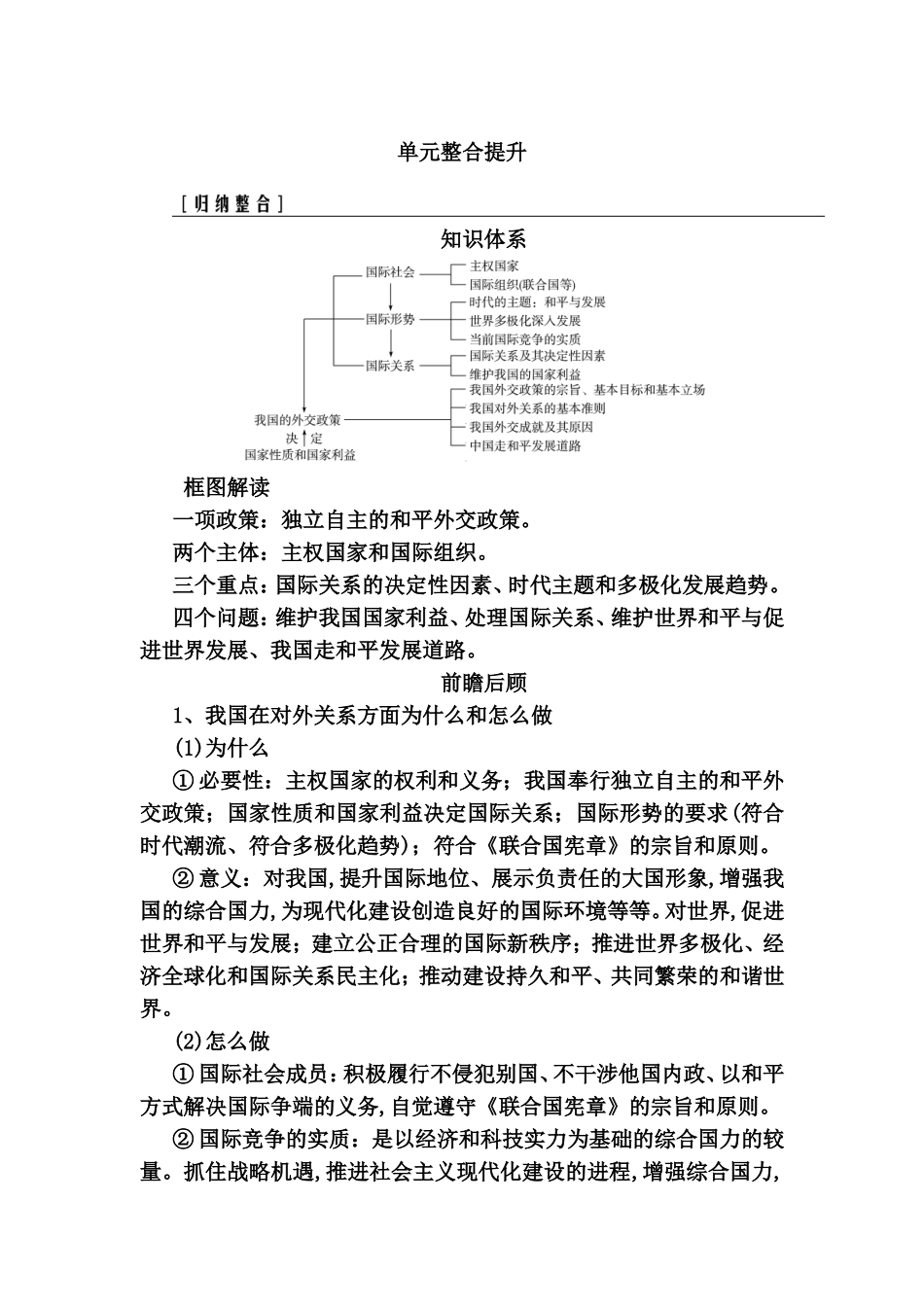 单元整合提升独立自主的和平外交政策_第1页