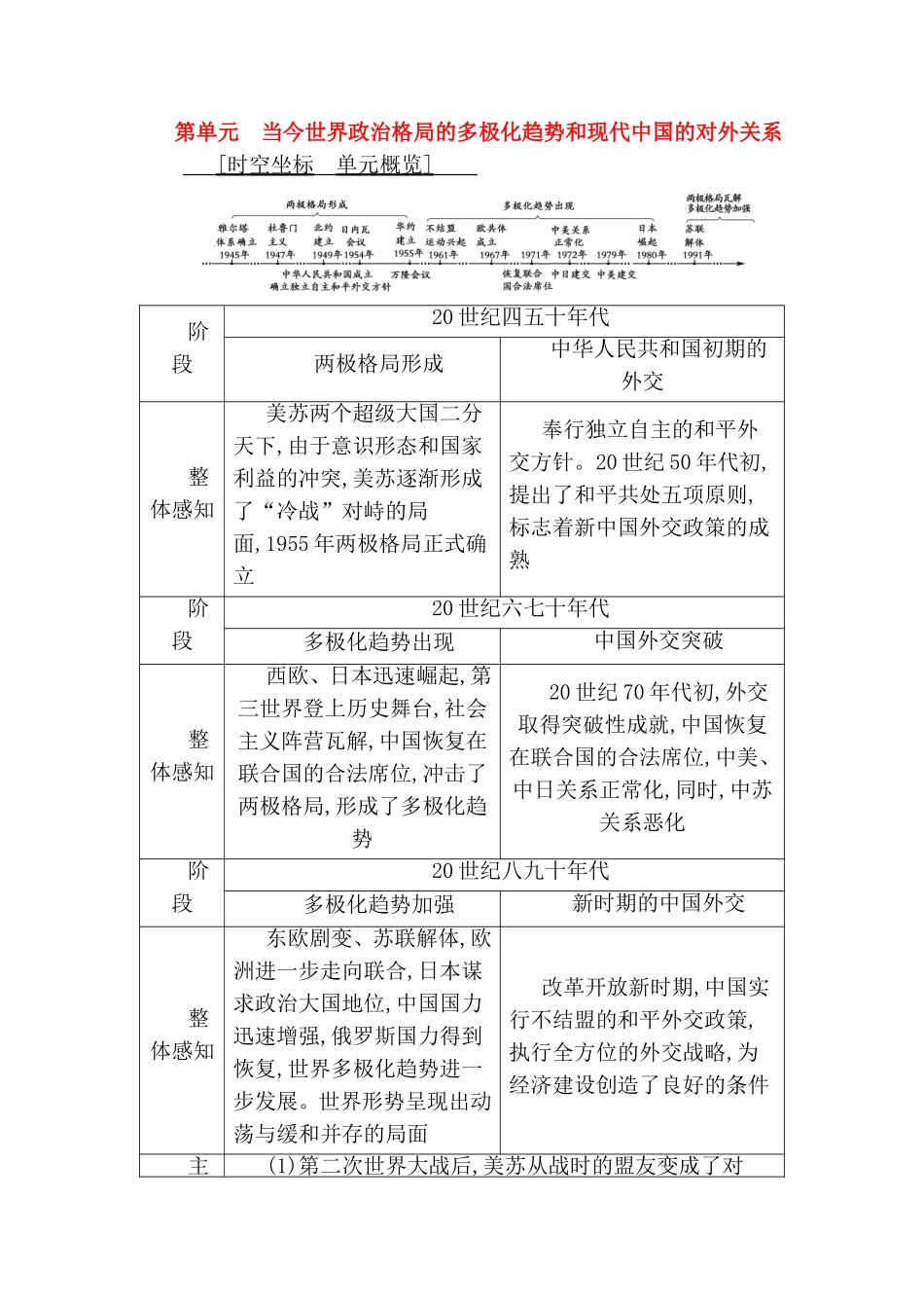 当今世界政治格局的多极化趋势和现代中国的对外关系_第1页