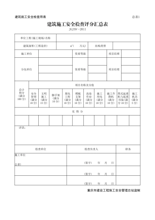 建筑施工安全检查用表梳理汇总