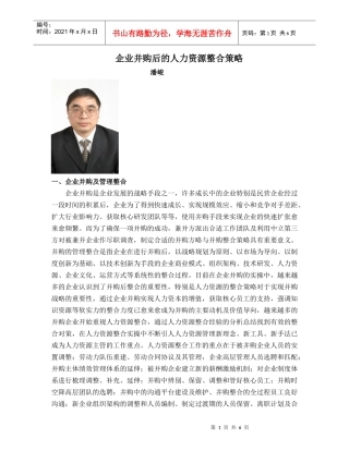 企业并购后的人力资源整合策略潘峻