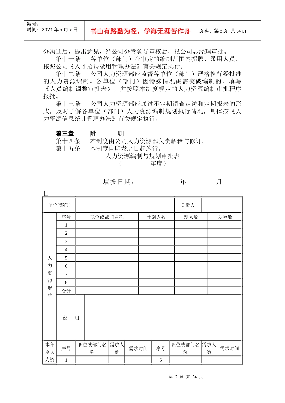人力资源编制管理制度_第2页