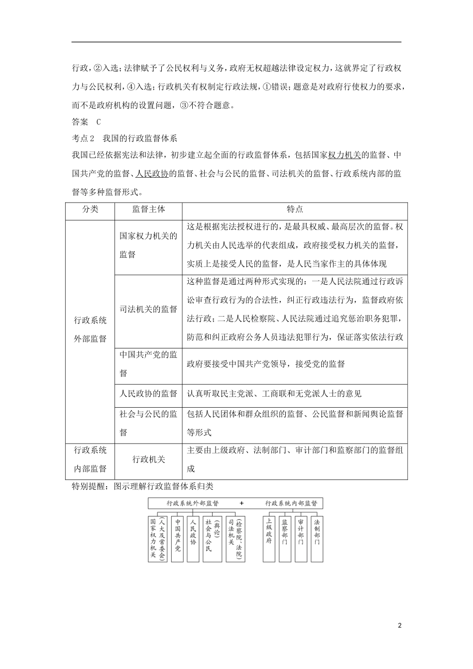 第14课时 我国政府受人民的监督测试练习题_第2页