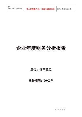 企业年度财务分析报告模板（DOC31页）