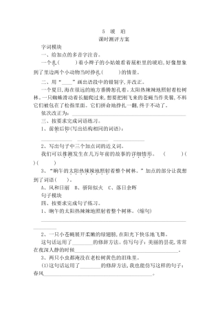 琥珀课时测评方案