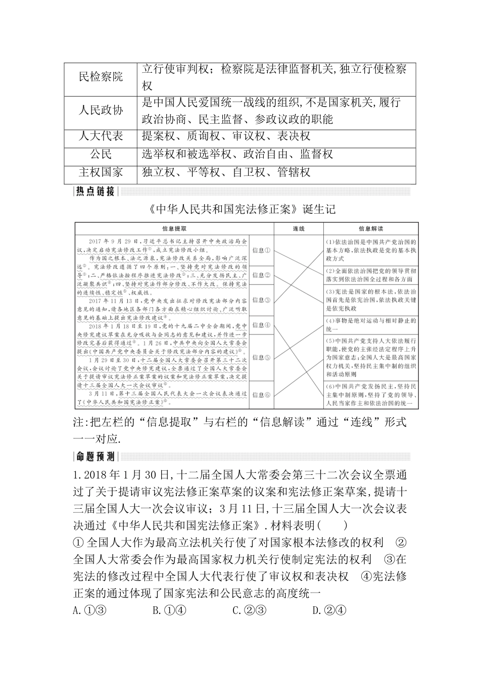单元整合热点聚焦 发展社会主义民主政治测试练习题_第3页