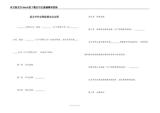 设立中外合资经营企业合同