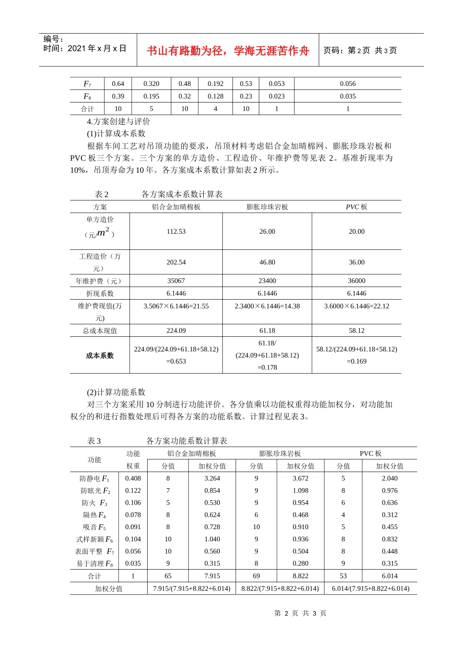 价值工程在工程项目方案评选中的应用_第2页