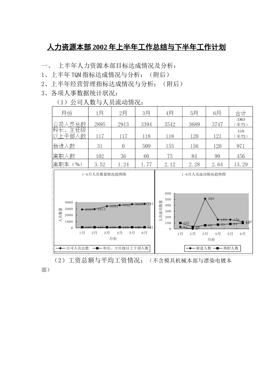 人力资源部某年工作总结与下半年工作计划_第1页
