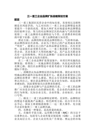 企业品牌扩张战略策划方案