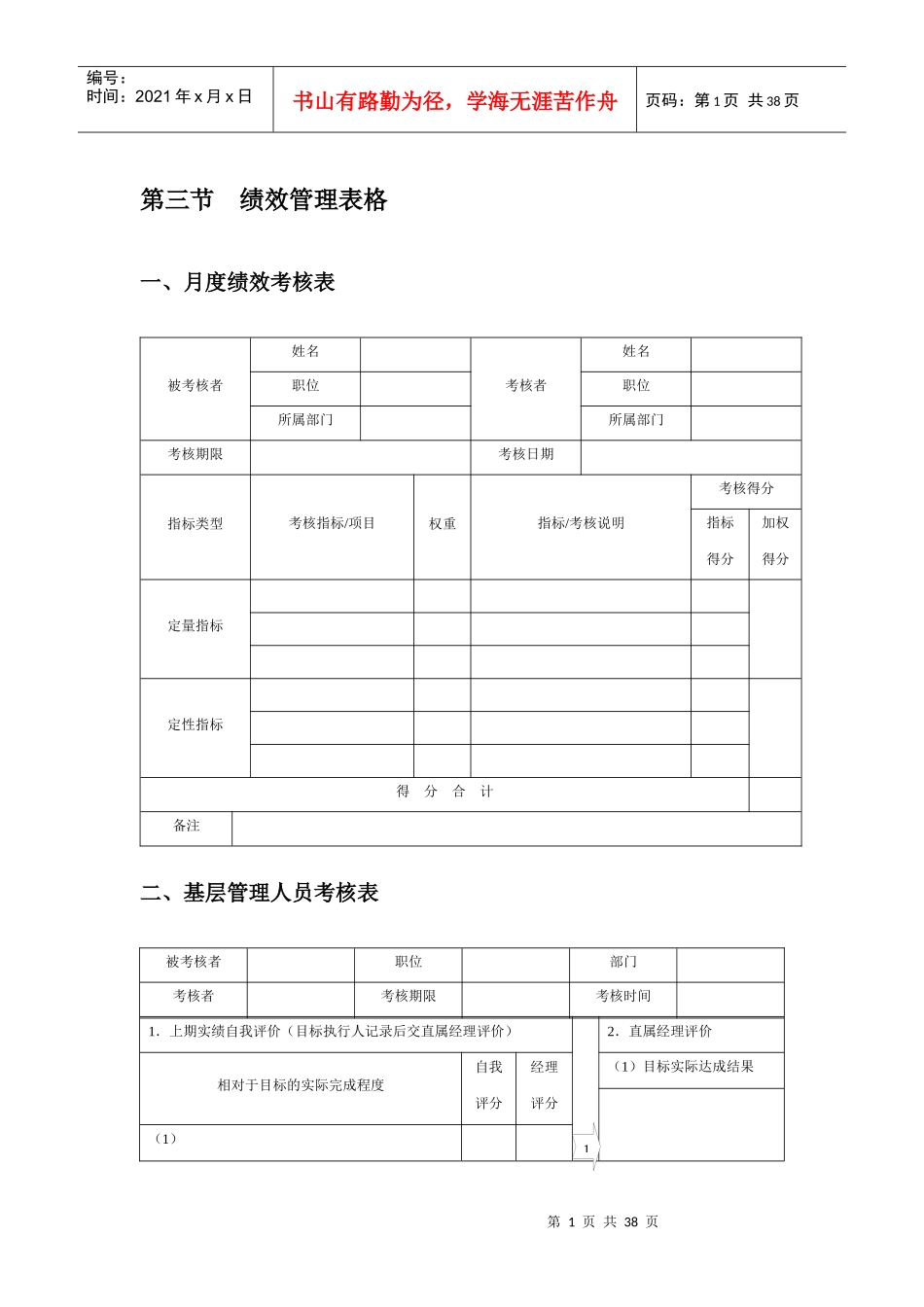 人力资源部规范化管理工具箱(DOC 37页)_第1页