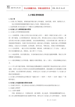 人才梯队管理办法