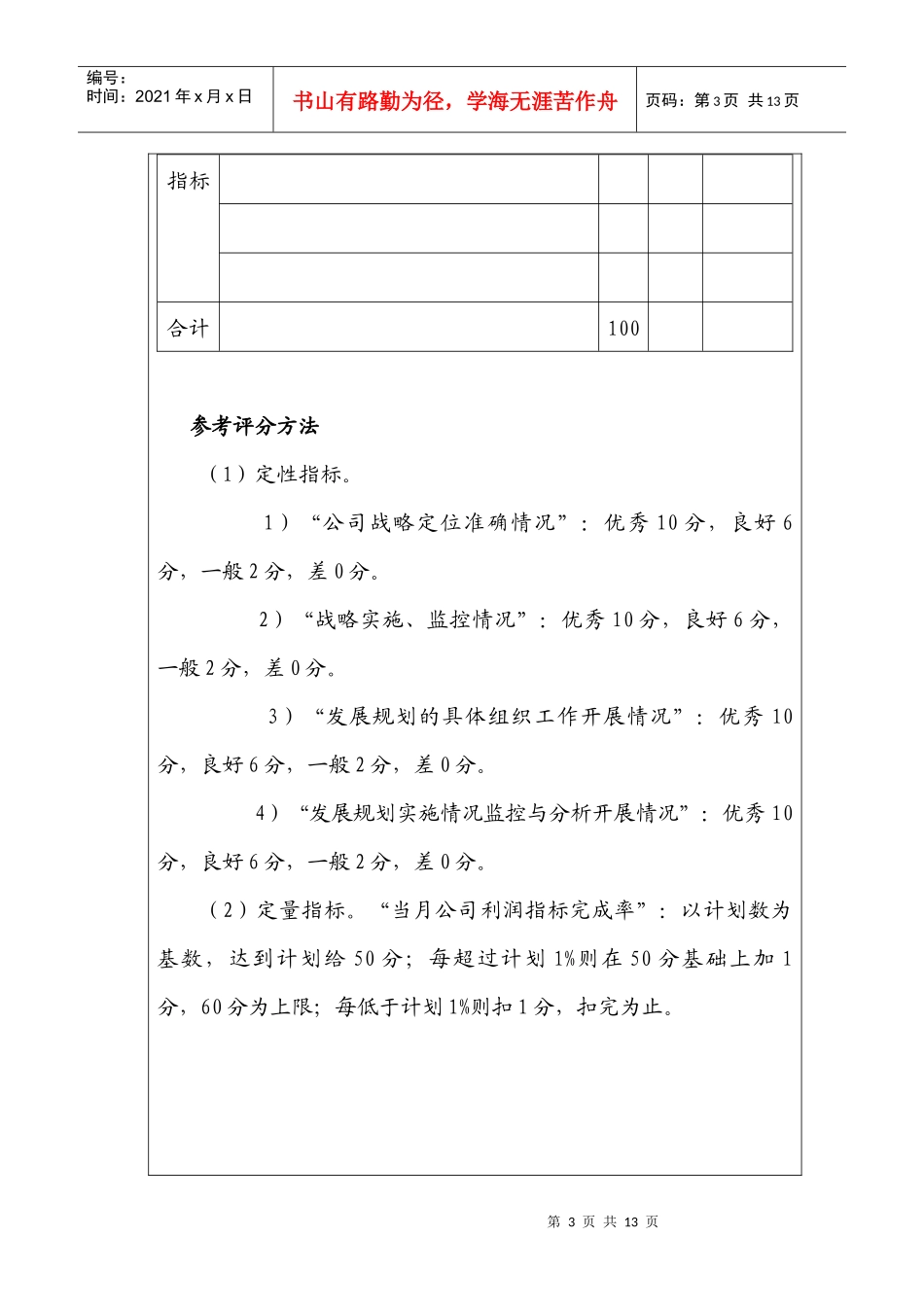 企业战略与规划管理考核以及考核方法_第3页