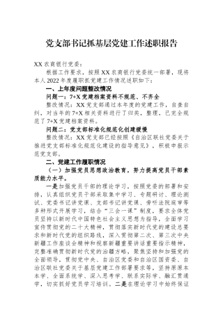 2022年党支部书记抓基层党建工作述职报告