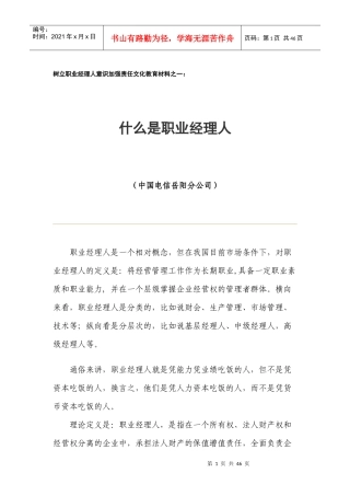 什么是职业经理人