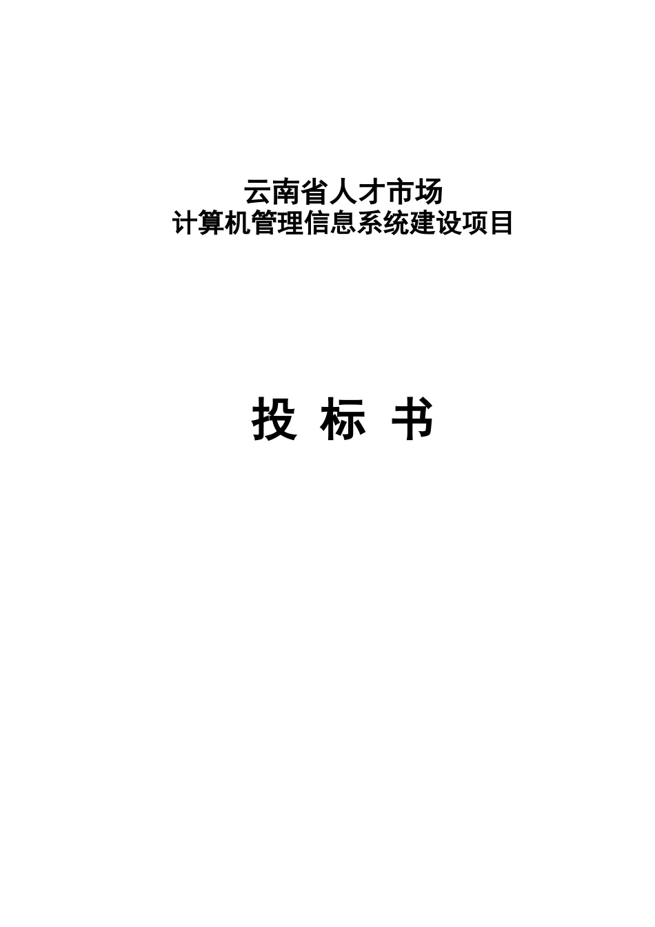 人才市场计算机管理信息系统建设项目投标书_第1页
