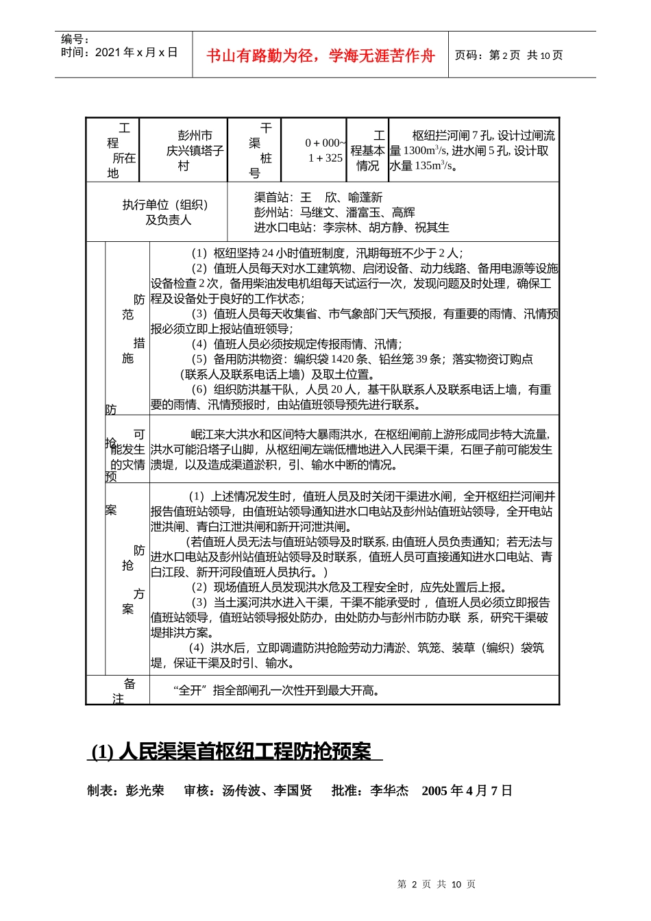人民渠一处灌区防汛预案_第2页