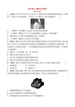 第七单元燃料及其利用 中考随堂演练