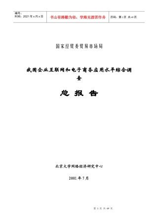 企业互联网及电子商务应用水平调查报告