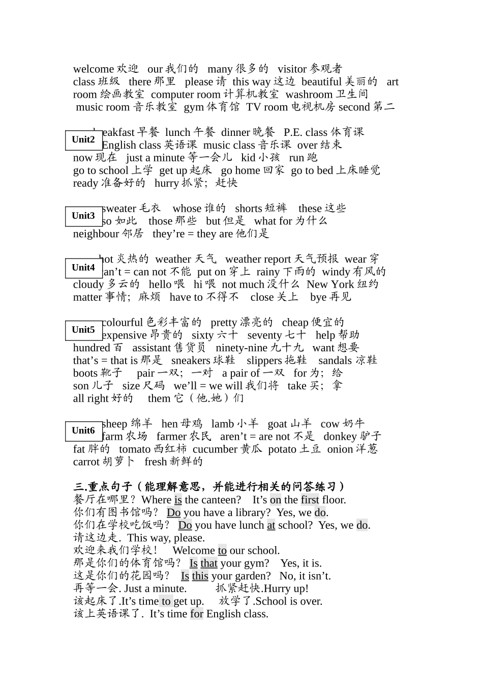 PEP小学英语四下期末复习资料_第2页