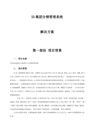 XX集团分销管理系统解决方案