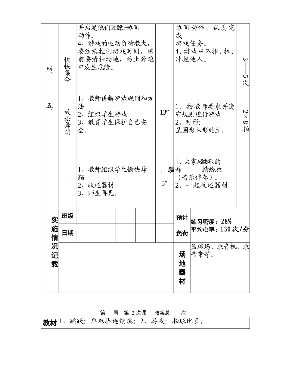 二年级体育课上册教案_第2页