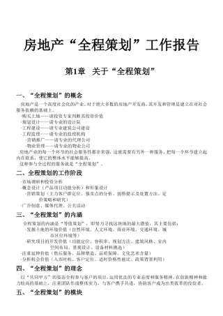房地产“全程策划”工作报告