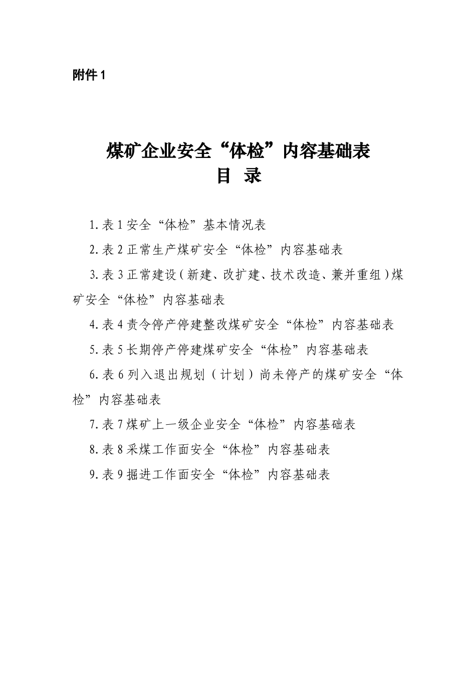 煤矿企业安全“体检”内容基础表_第1页