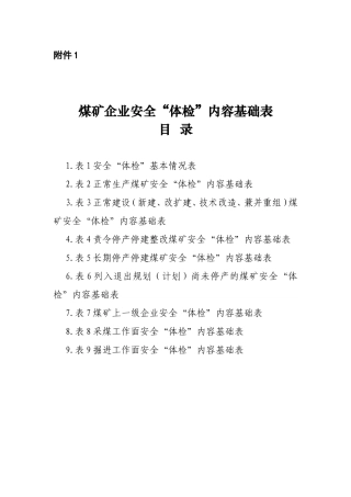 煤矿企业安全“体检”内容基础表
