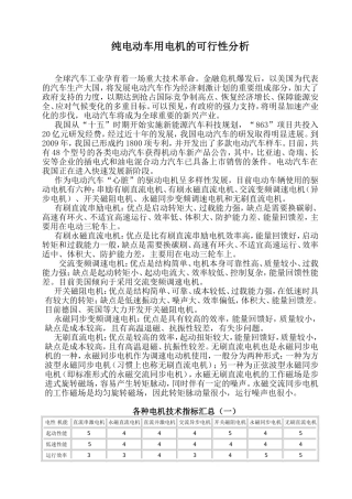 纯电动车用电机的可行性分析