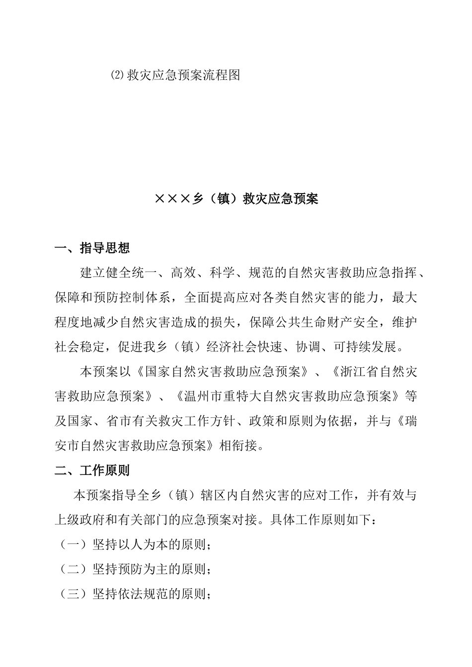 乡(镇)救灾应急预案(范本)_第2页