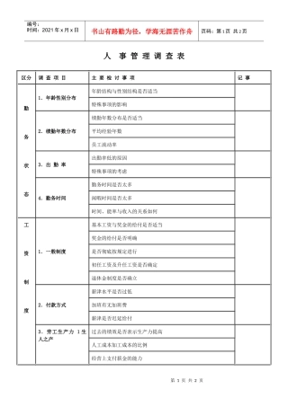 人事管理调查问卷