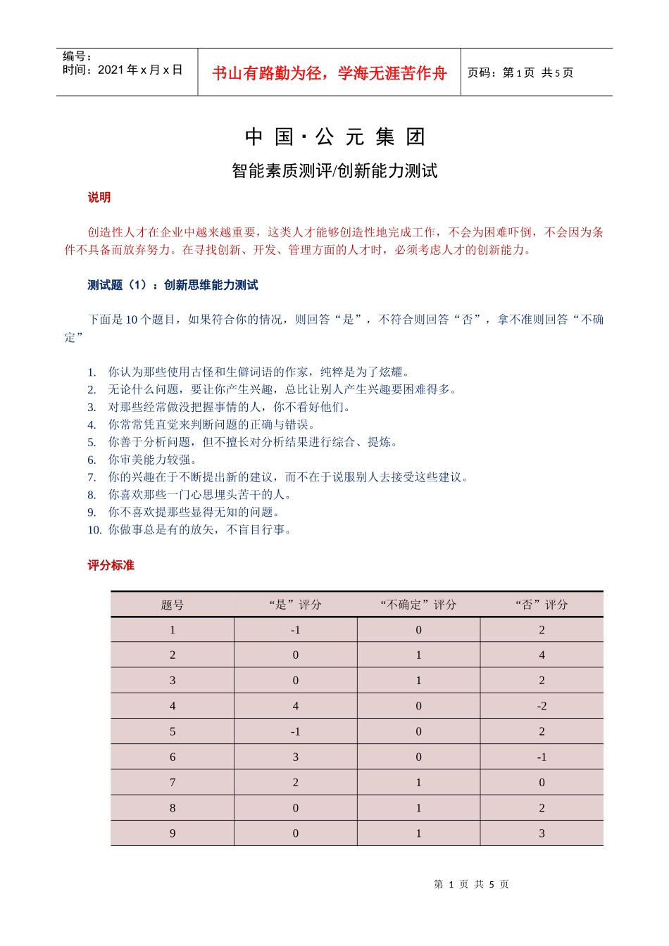 人力资源测评中的智能素质-创新能力测评_第1页