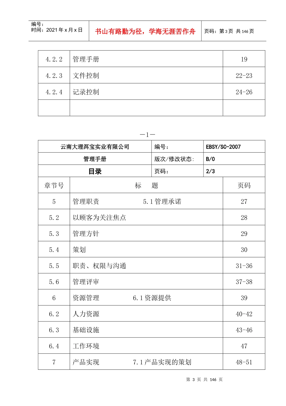 云南大理洱宝实业有限公司管理手册-质量手册_第3页