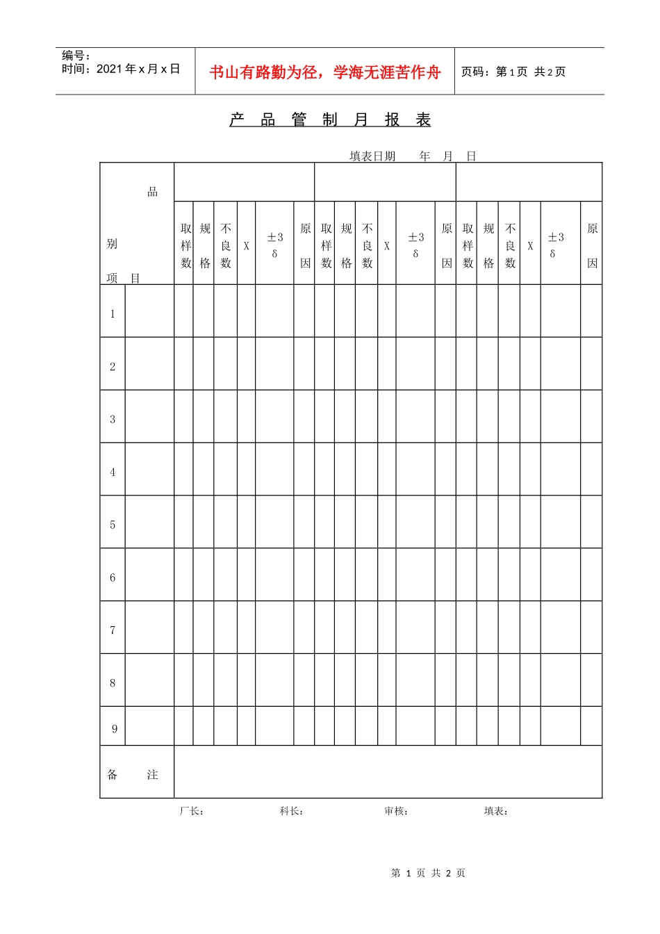 产品管制月报表_第1页