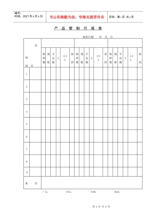 产品管制月报表